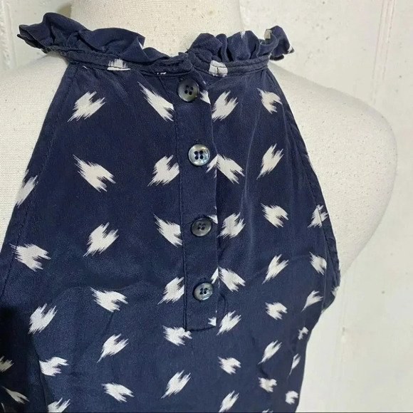 Cynthia Rowley XS bluewhite silk ruffle halter‎ top - Picture 4 of 5